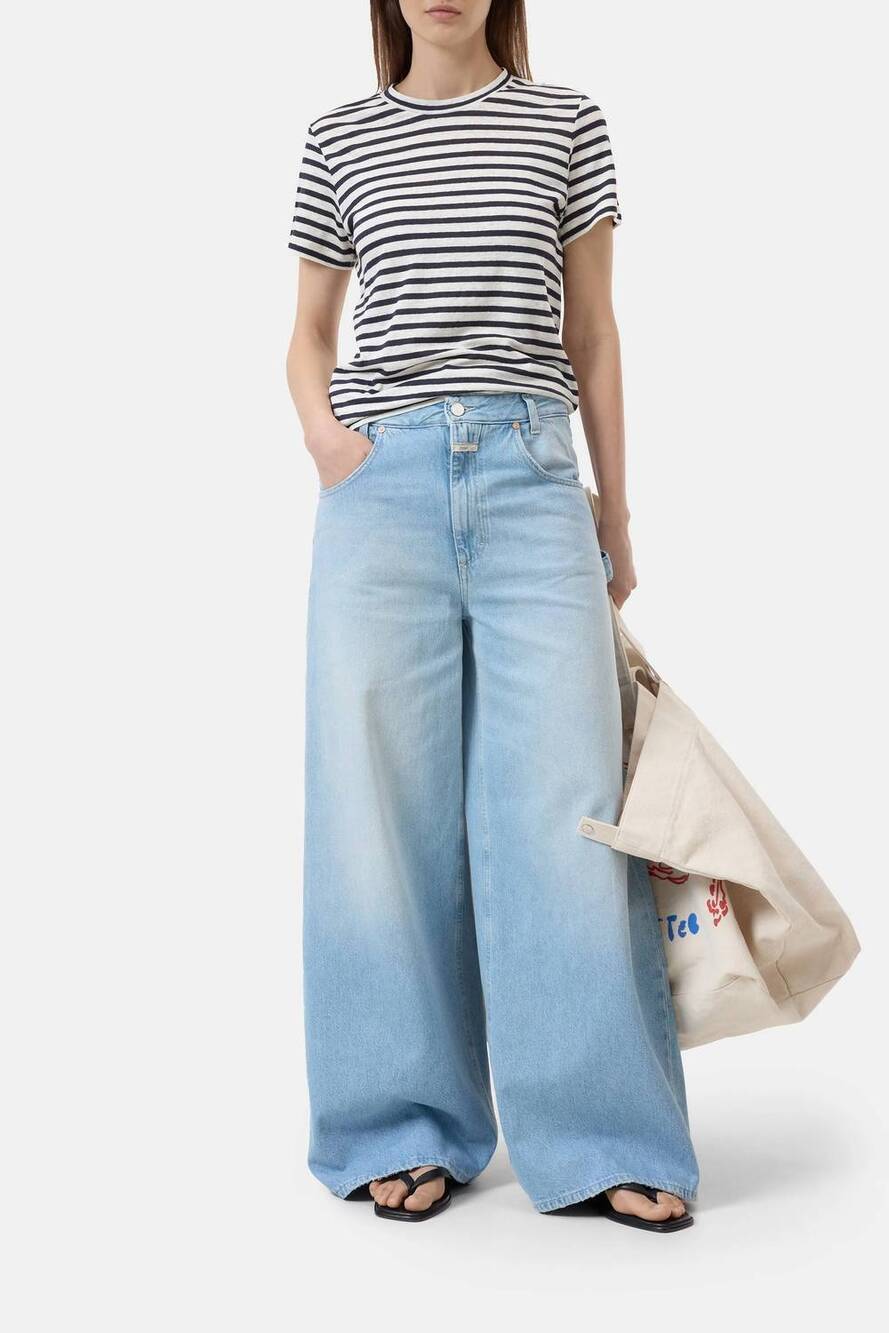 NEW CLOSED striped linen t-shirt in dark night